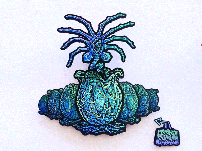3D Alien Interactive Wall Wobbler - Dimensional Woodcut