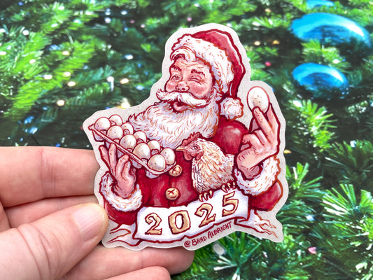 Egg Shortage Santa 2025 Sticker - Weatherproof Decal