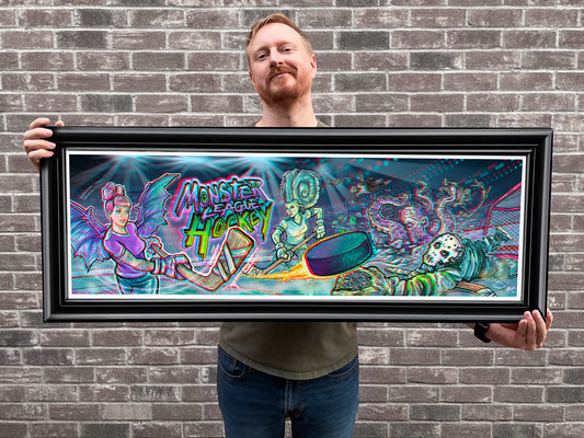 MONSTER LEAGUE HOCKEY Panorama - 3D Anaglyphic Numbered Print with Glasses