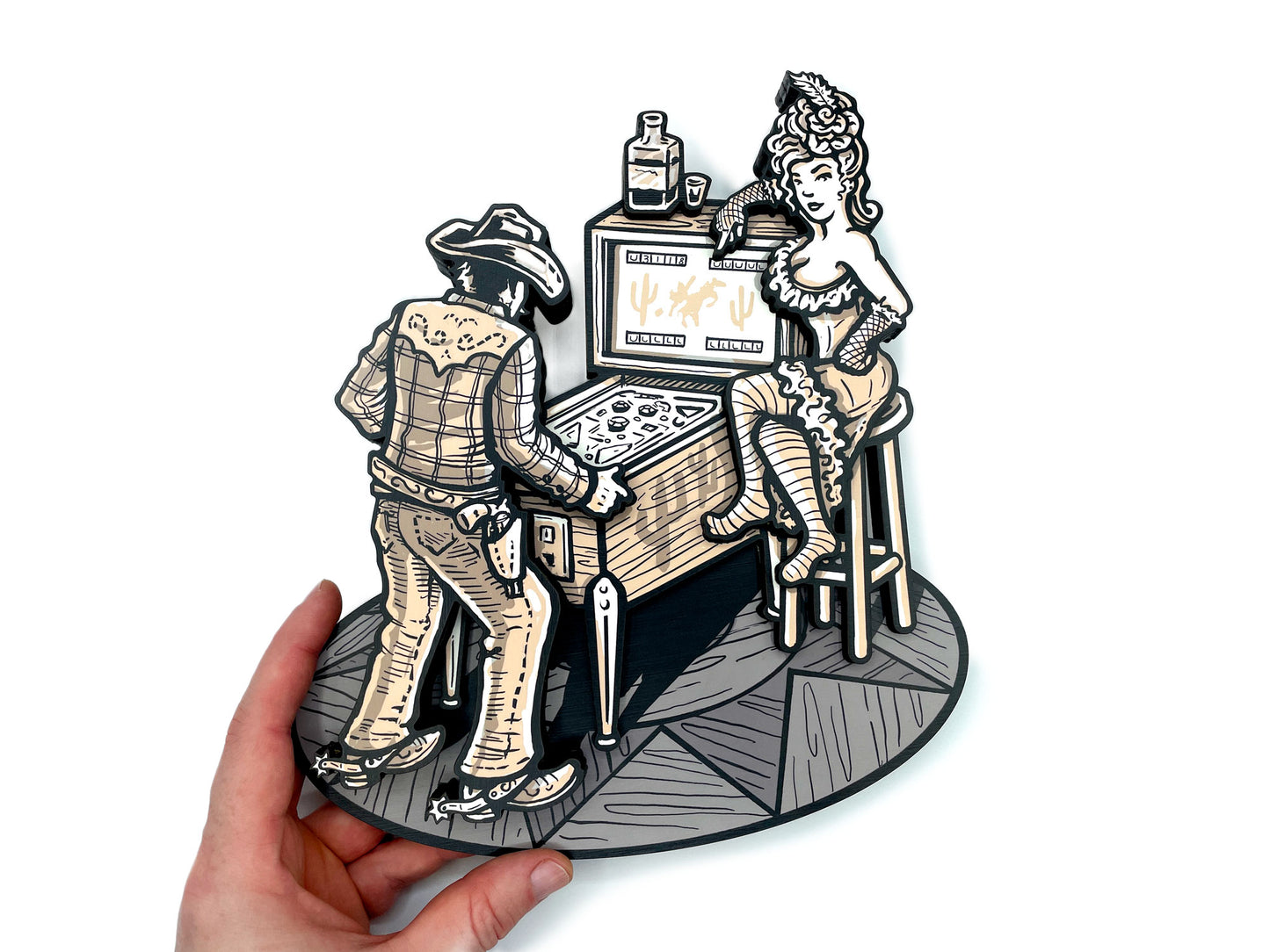 Pinball Saloon Woodcut - Dimensional Western Wall Art