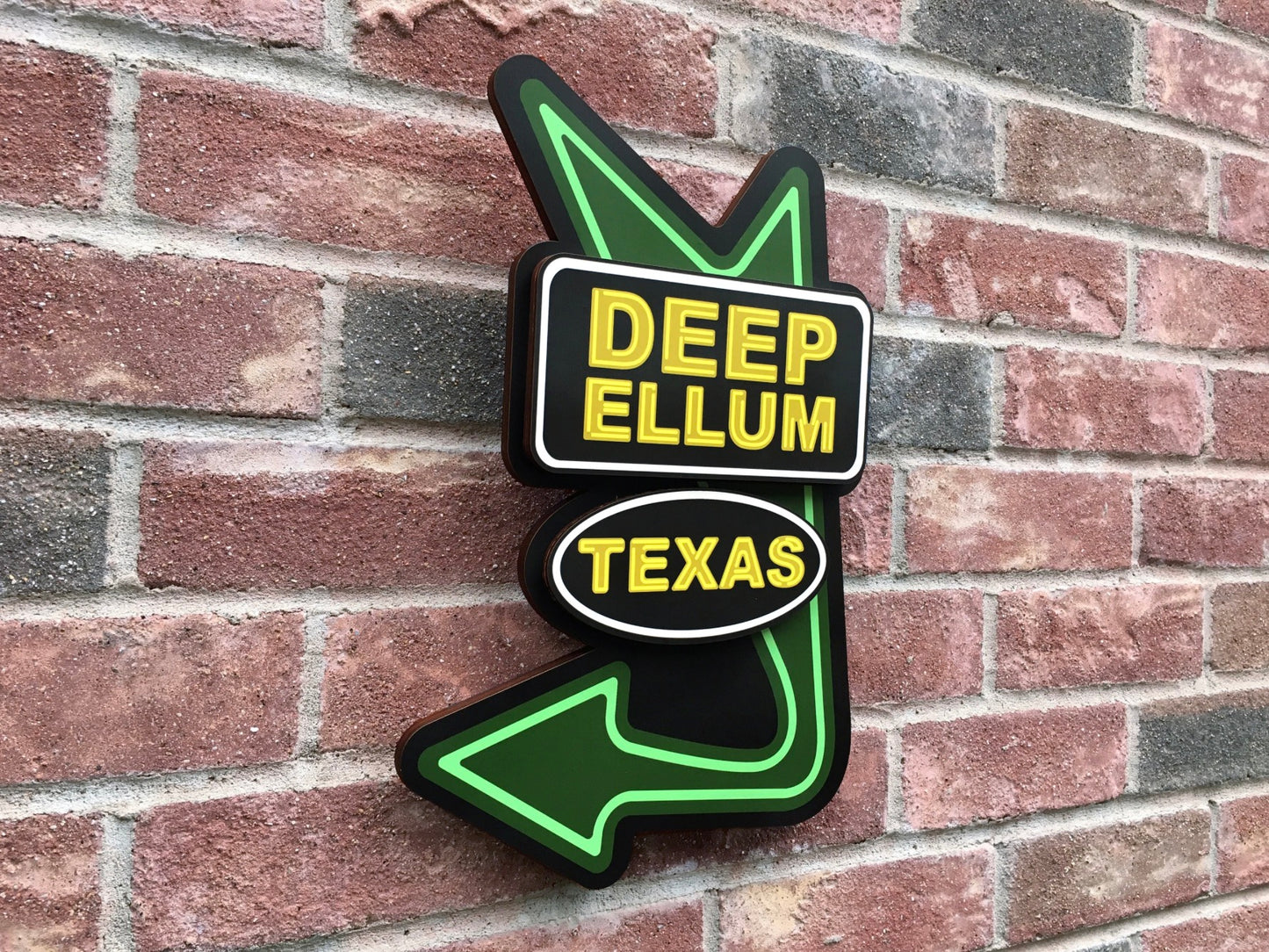 Deep Ellum Texas Sign - Dimensional Woodcut