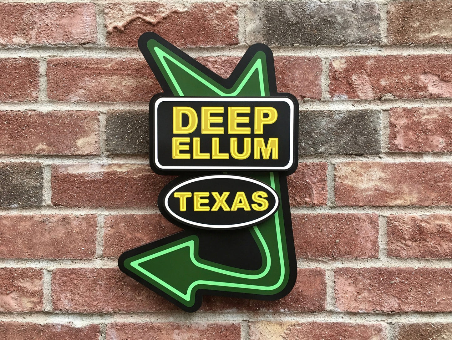 Deep Ellum Texas Sign - Dimensional Woodcut