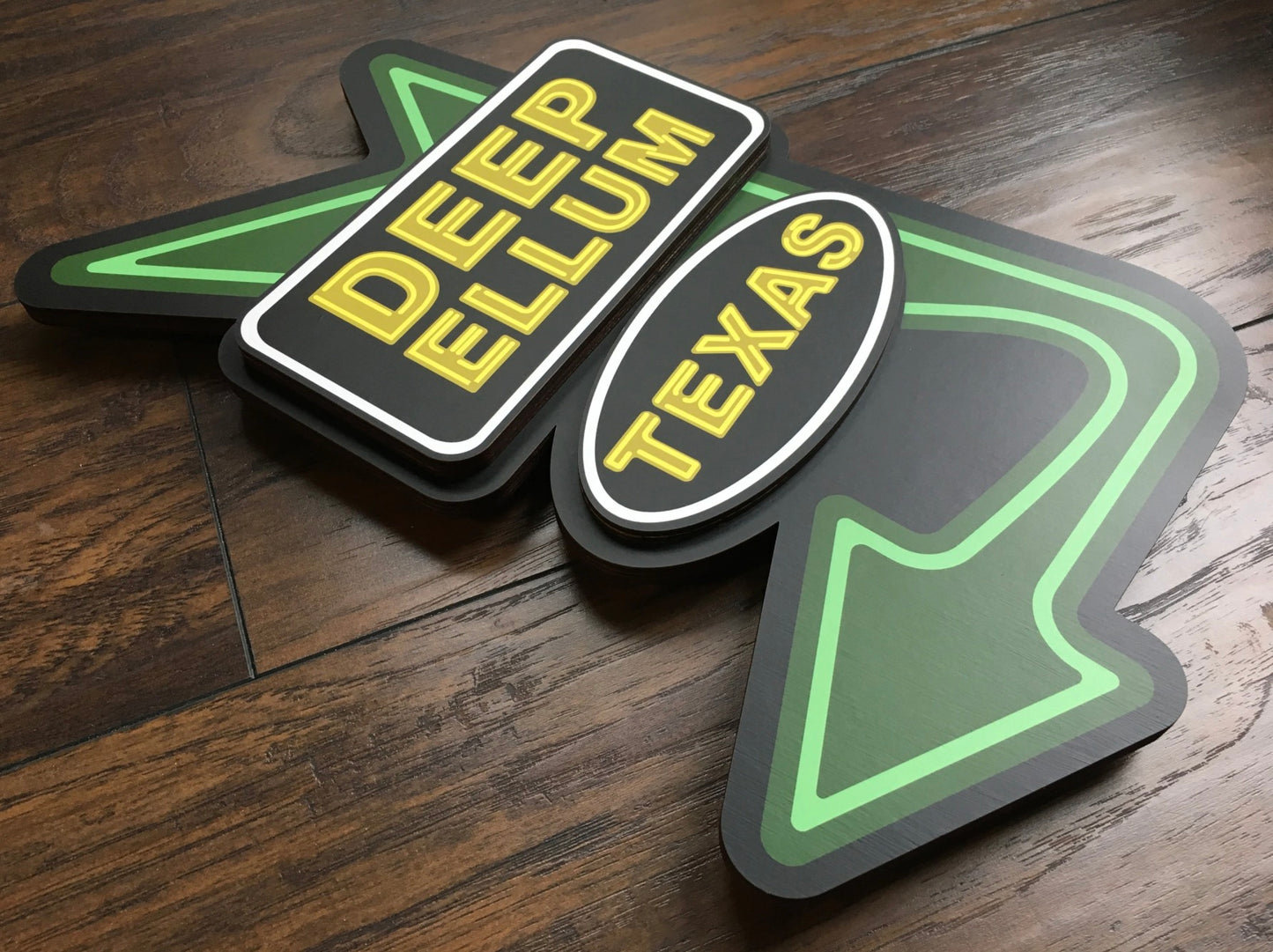 Deep Ellum Texas Sign - Dimensional Woodcut