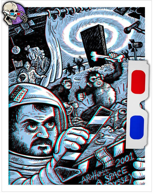 2001: A Space Odyssey - Stanley Kubrick - 3D Illustration Print with red/blue glasses