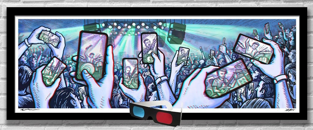 PRESENCE - 3D Panoramic Concert Poster with red/blue Glasses - 11.75x36" - Signed Limited Edition Art Print