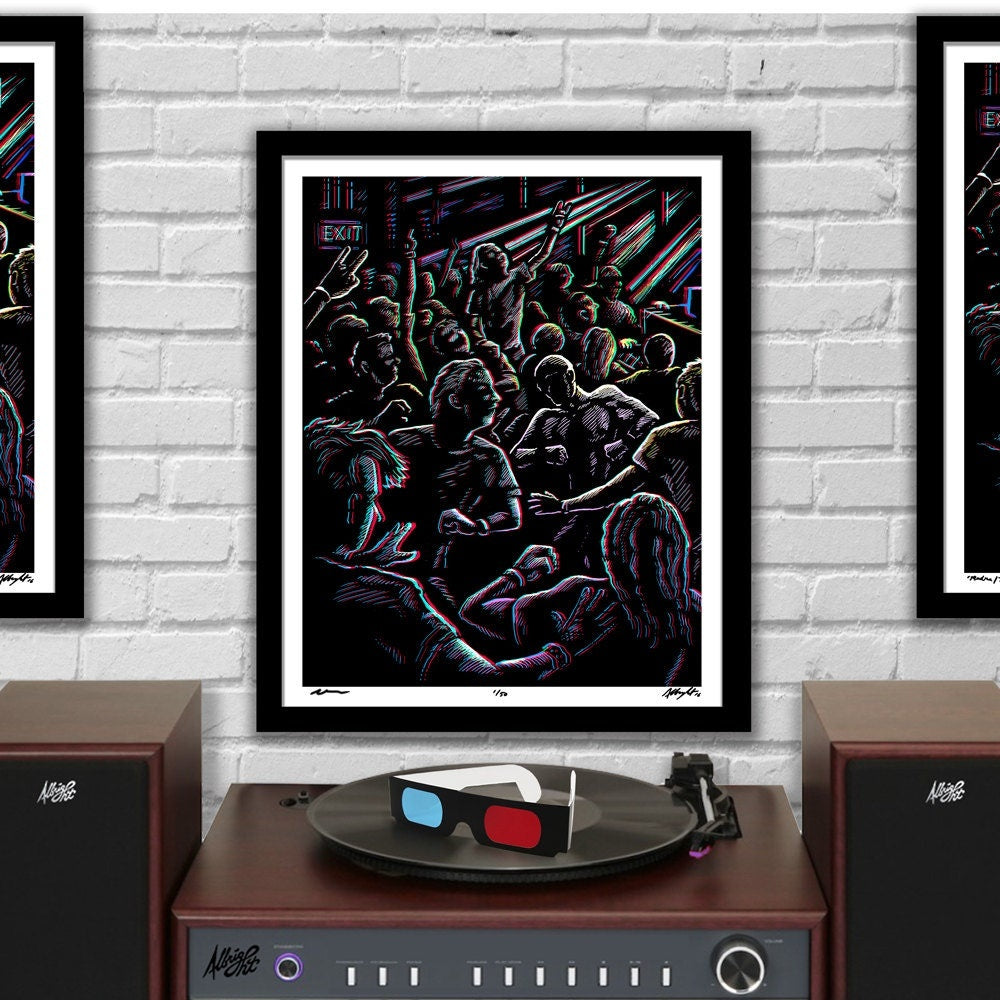 MOSHI MOSHI - 3D Moshpit Concert Poster with red/blue Glasses