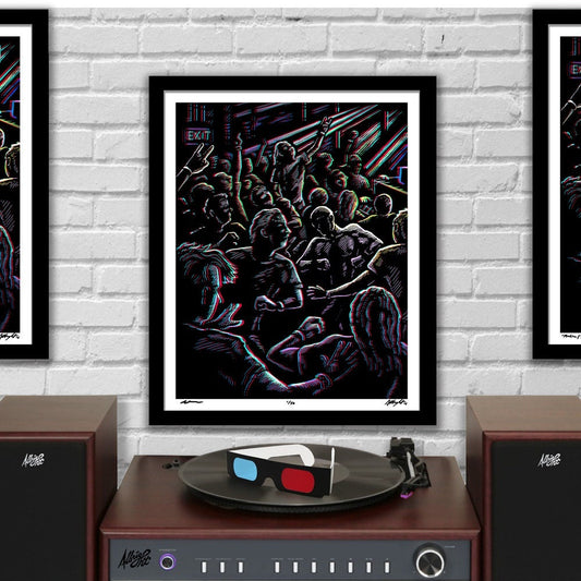 MOSHI MOSHI - 3D Moshpit Concert Poster with red/blue Glasses
