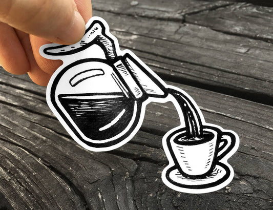 Mini Coffee Pot Sticker - Waterproof Decal