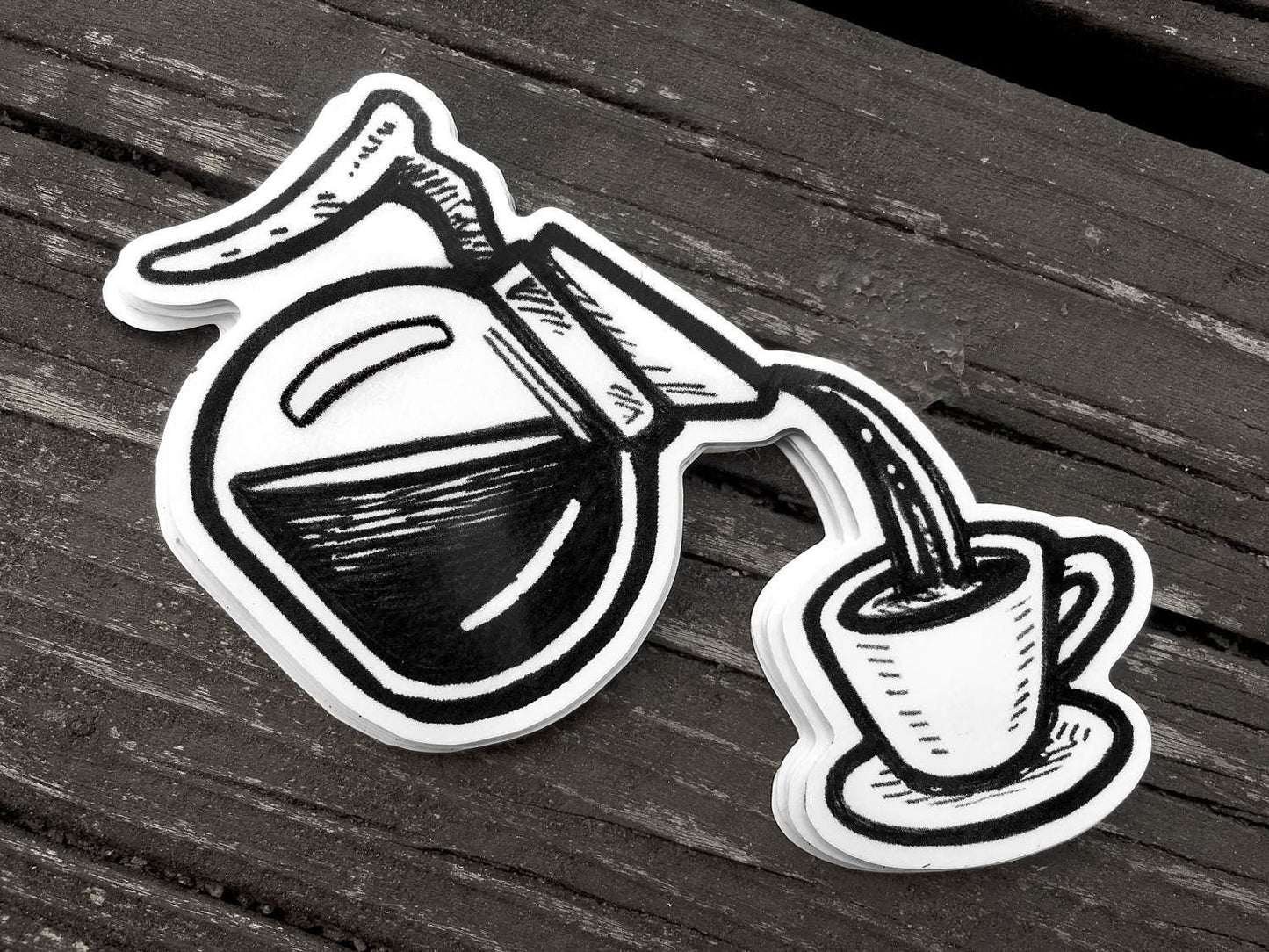 Mini Coffee Pot Sticker - Waterproof Decal - FREE US SHIPPING