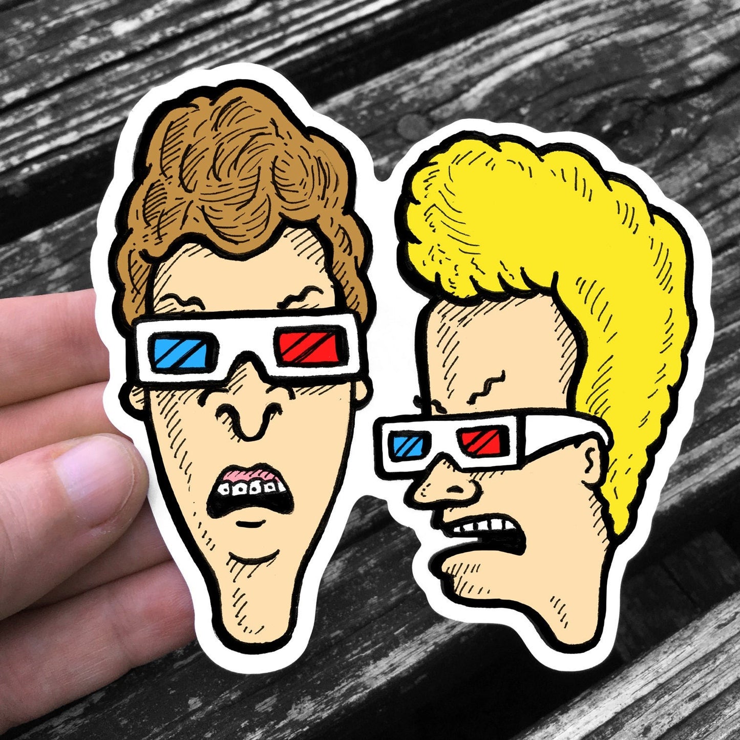 Dumbasses Wearing 3D Glasses - Weather Resistant Sticker Decal