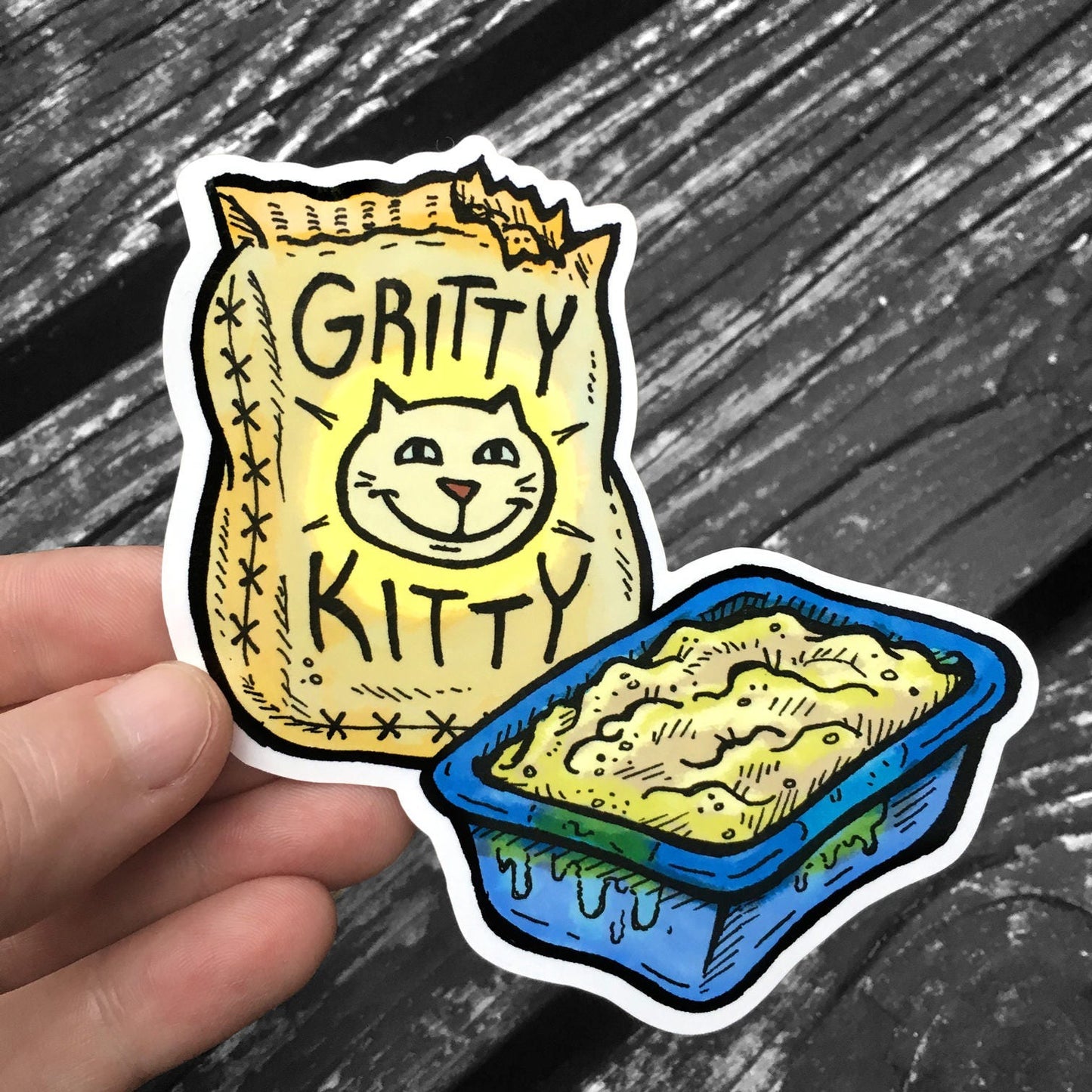 Gritty Kitty Litter Box Sticker - Ren & Stimpy Waterproof Decal