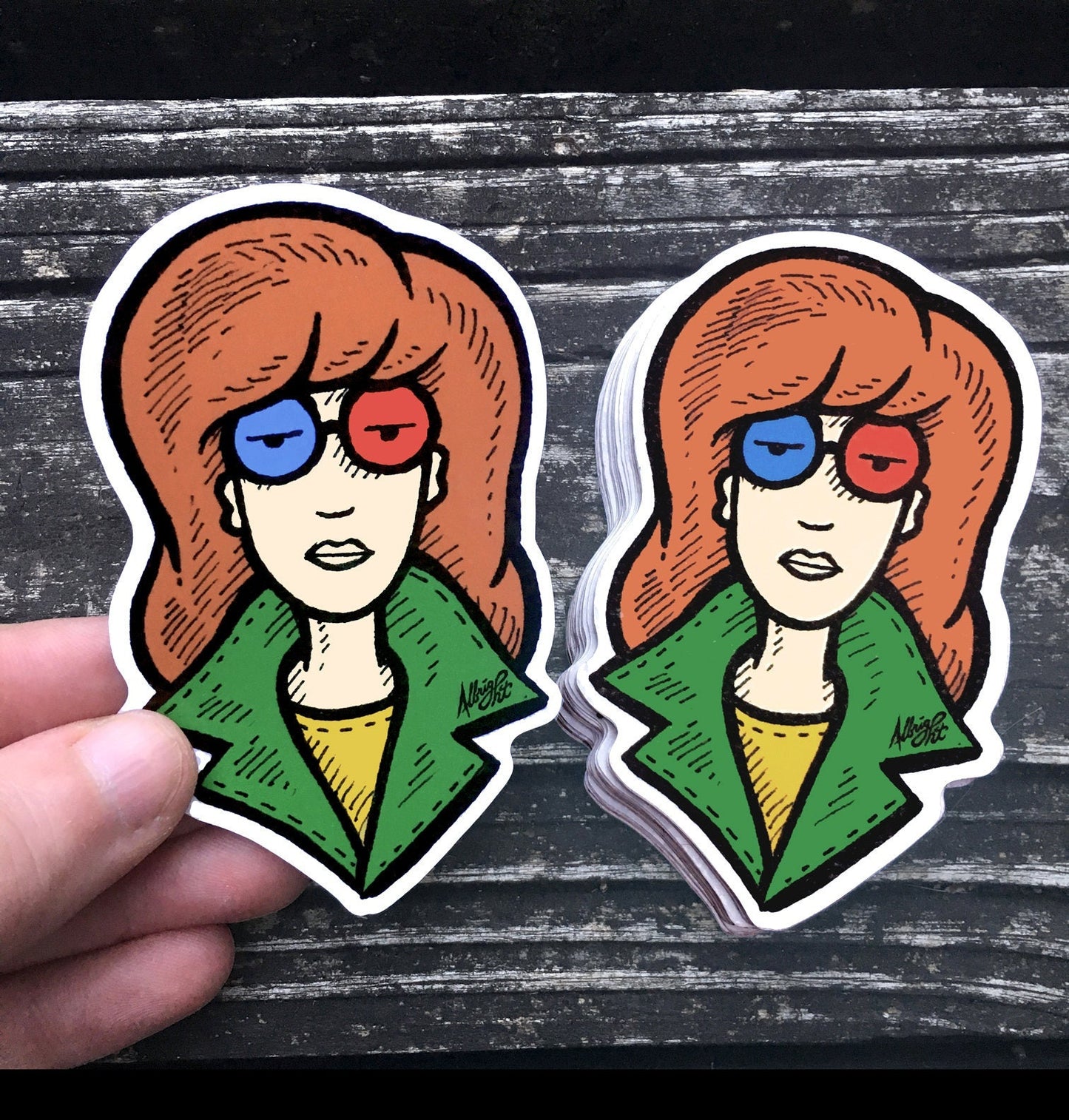 Daria Morgendorffer Wearing 3D Glasses - Sticker - Waterproof Decal
