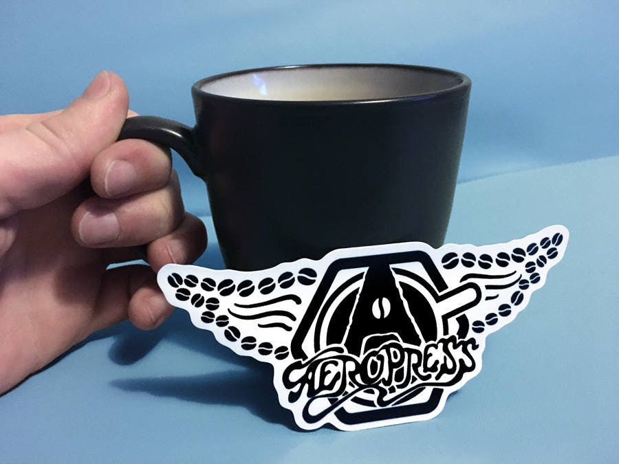 AeroPress Coffee Sticker - Moshpit In A Cup - Water Resistant Decal