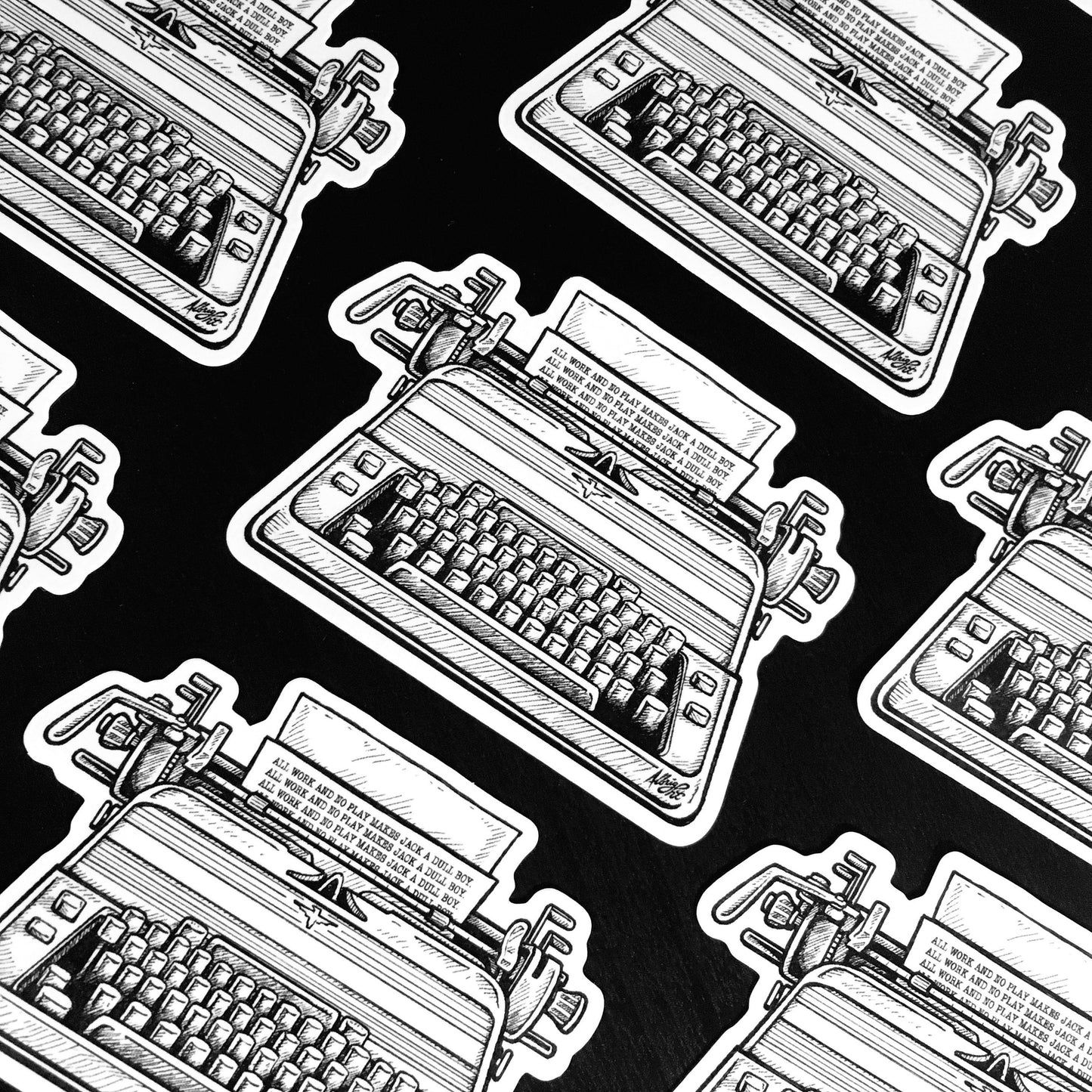 All Work And No Play Typewriter - Sticker Decal