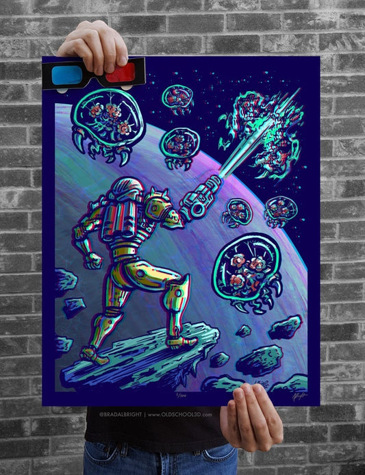 Same Ol' Samus - Illustrated OldSchool 3D Metroid Poster - LTD Edition Signed & Numbered Archival Giclee Print