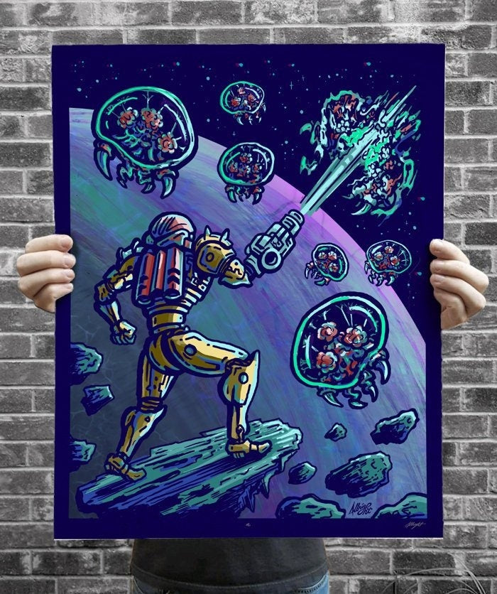 Same Ol' Samus - Illustrated OldSchool 3D Metroid Poster - LTD Edition Signed & Numbered Archival Giclee Print