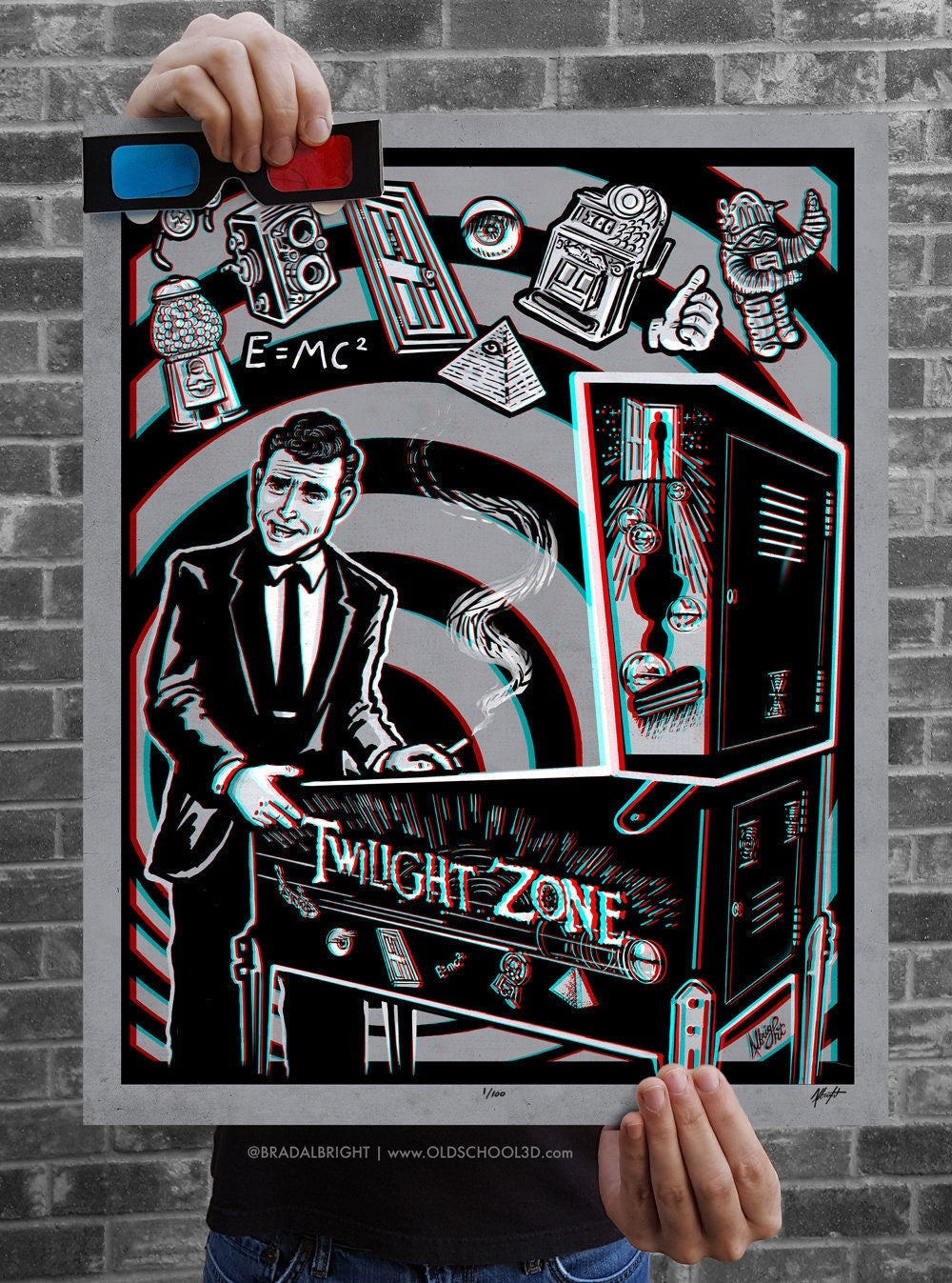 You're Now Entering The Pinball Zone - 3D Poster with Glasses - Signed & Numbered Archival Anaglyph Illustration Print