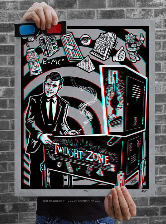 You're Now Entering The Pinball Zone - 3D Poster with Glasses - Signed & Numbered Archival Anaglyph Illustration Print