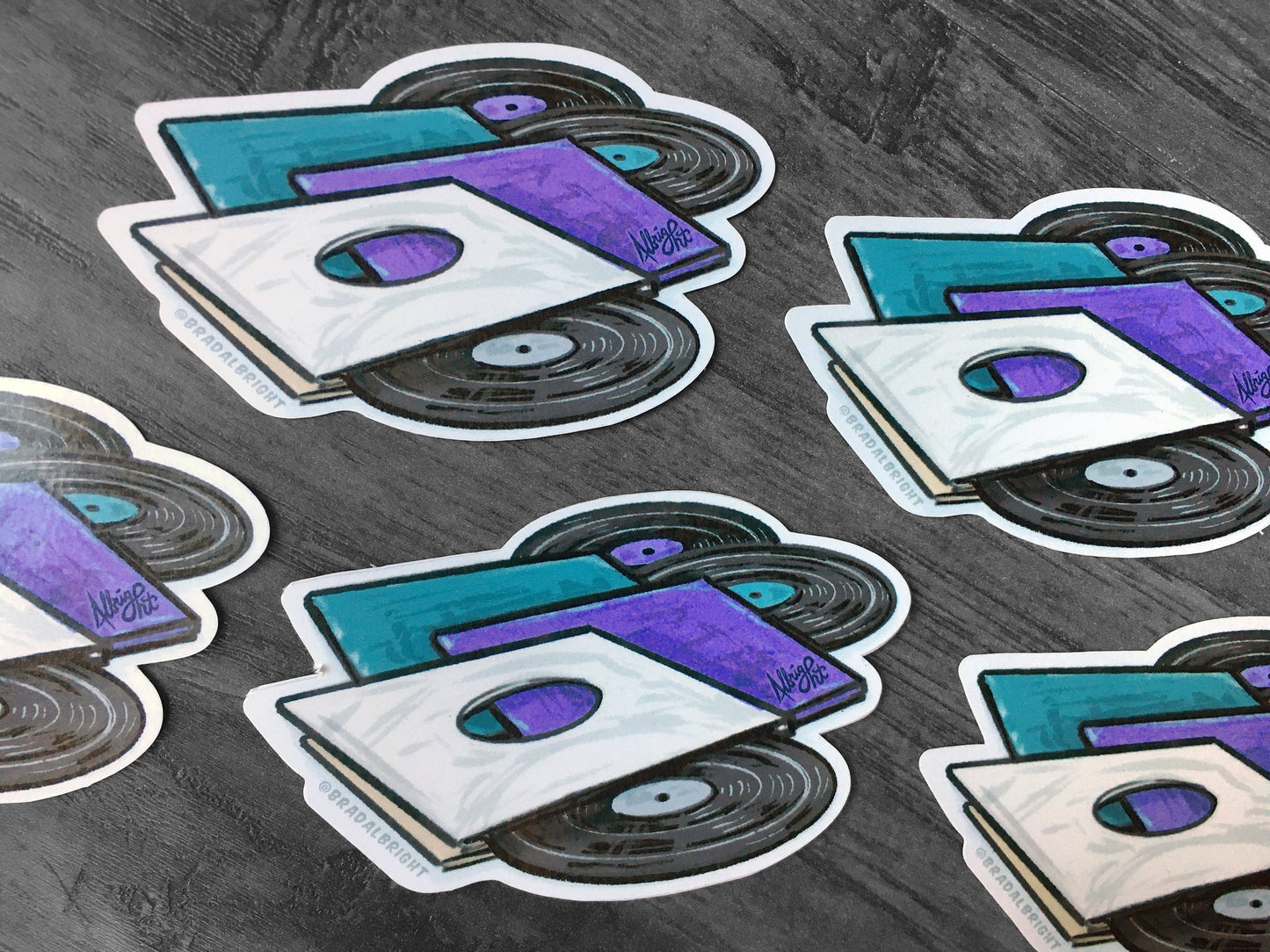 Stack of Vinyl Records - Audiophile Music Sticker - Water Resistant Decal