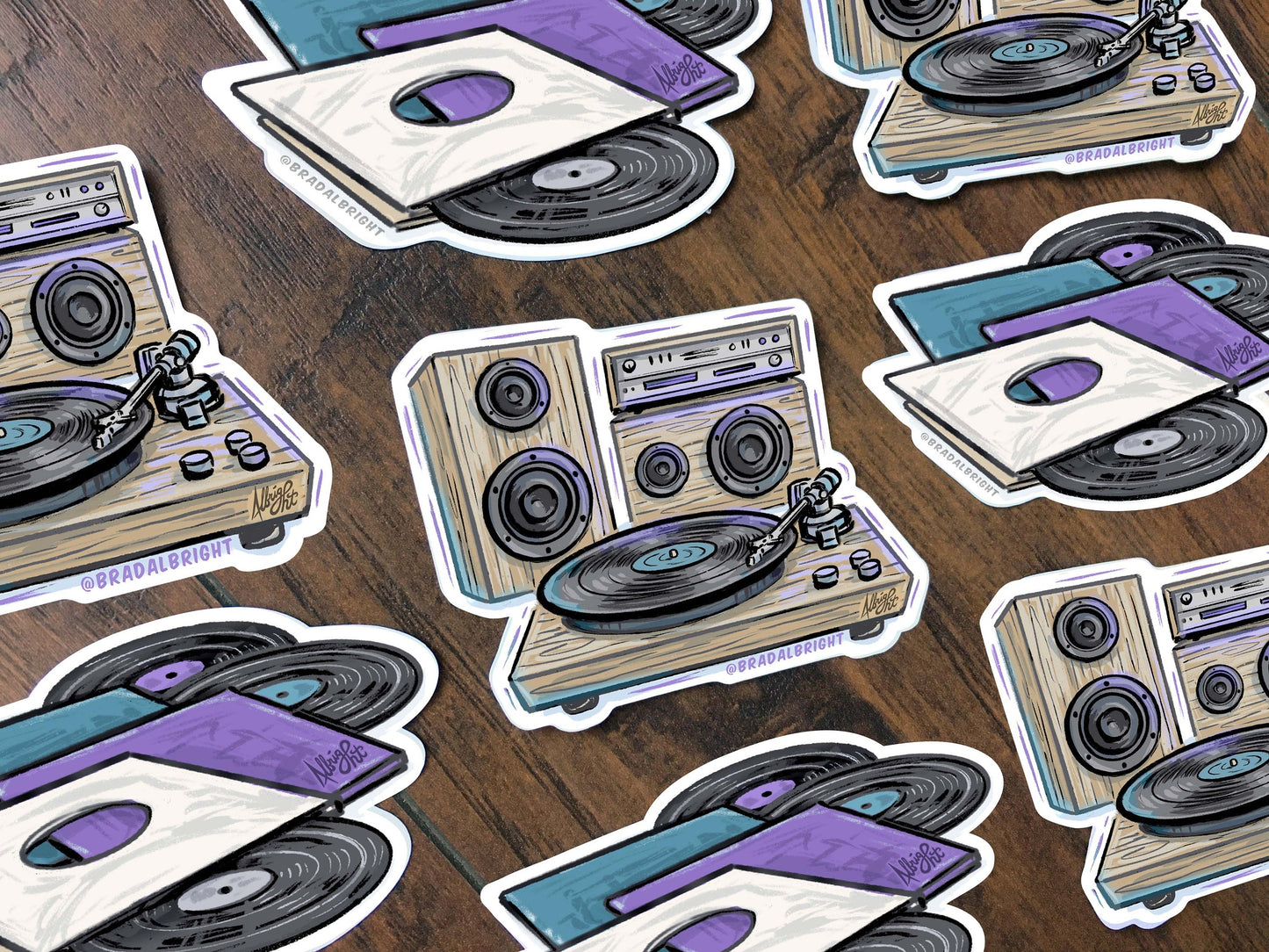Turntable & HiFi Stereo Sticker - Audiophile Music Illustration - Water Resistant Decal - FREE Shipping