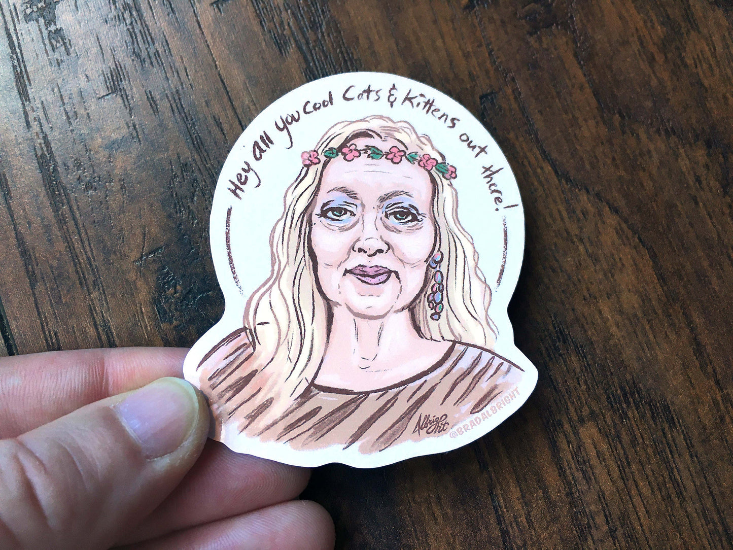 Carole Baskin Robbins & Midsommar Carole - Tiger King 2-for-1 Sticker Illustration - Water Resistant Decals