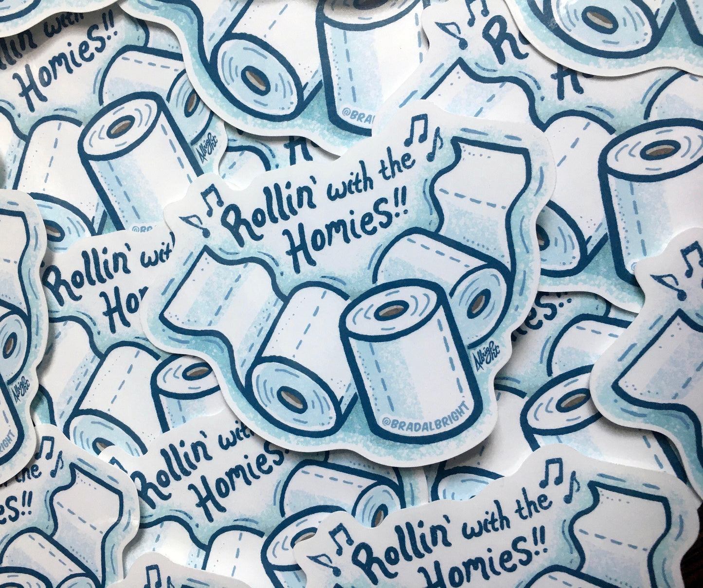 Toilet Paper Rolls - Rollin' with the Homies - Waterproof Sticker Decal