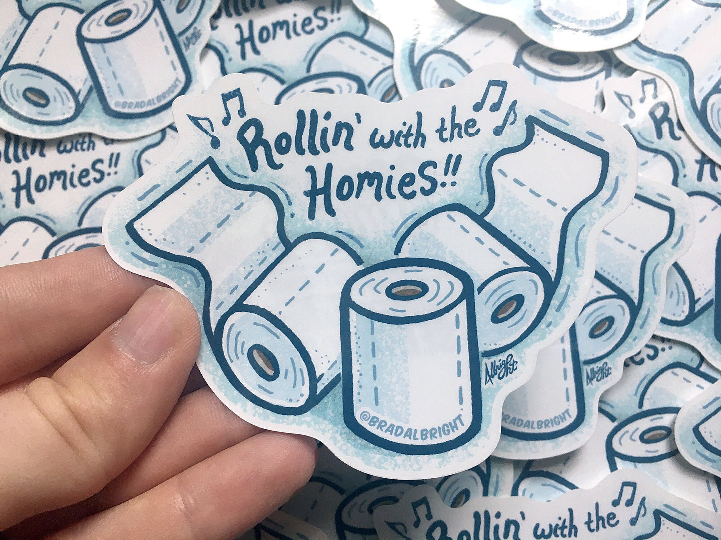 Toilet Paper Rolls - Rollin' with the Homies - Waterproof Sticker Decal