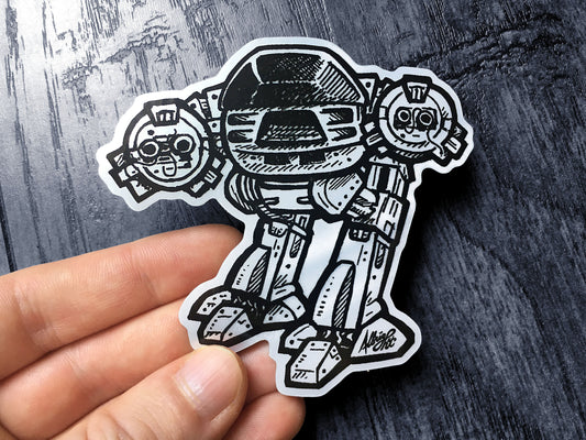 ED-209 Robocop Enforcement Droid - Metallic Chrome Sticker