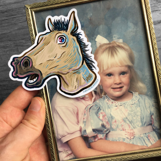 Horse Head Face Mask Sticker - Water Resistant Decal
