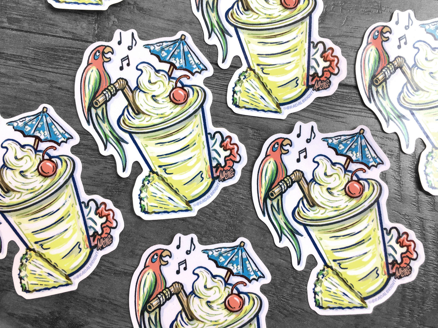 Dole Whip Sticker - Hand Drawn Illustration - Water Resistant Decal