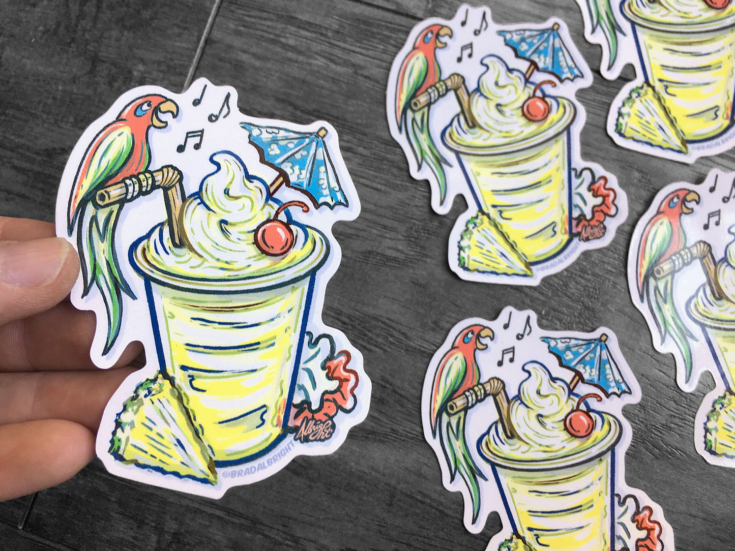 Dole Whip Sticker - Hand Drawn Illustration - Water Resistant Decal