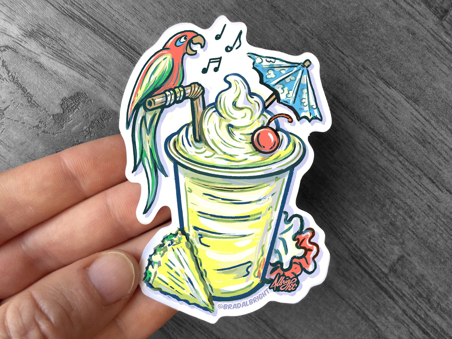 Dole Whip Sticker - Hand Drawn Illustration - Water Resistant Decal