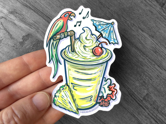 Dole Whip Sticker - Hand Drawn Illustration - Water Resistant Decal