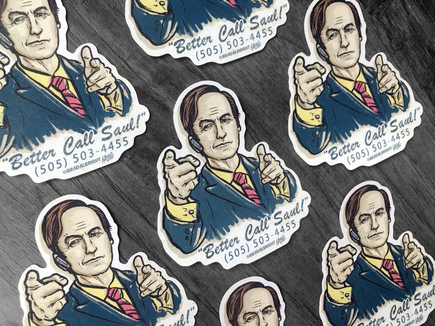 Saul Goodman Portrait Sticker - Hand Drawn Illustration - Water Resistant Decal