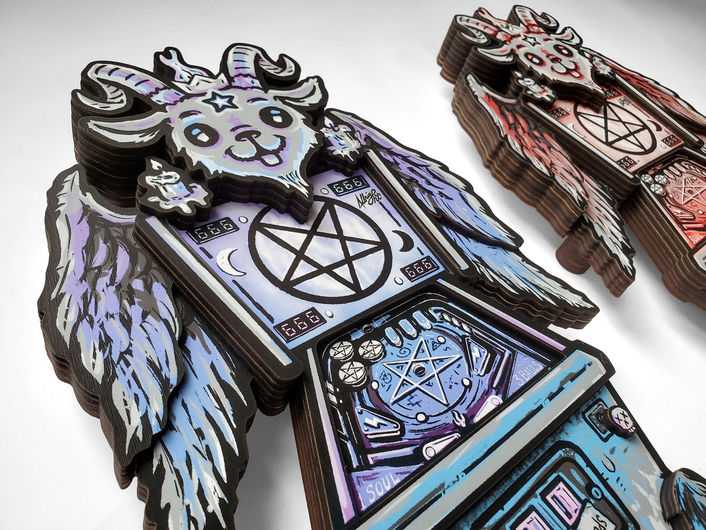 Cutest Damned Pinball - Baphomet Goat Devil Woodcut Wall Art