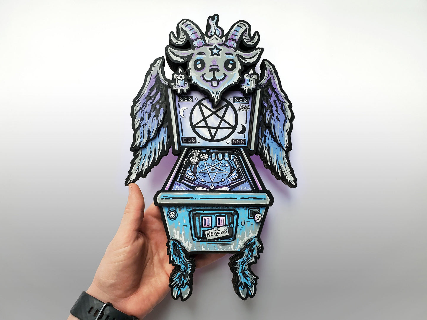 Cutest Damned Pinball - Baphomet Goat Devil Woodcut Wall Art