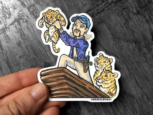Joe Exotic: The Lion.. er.. Tiger King - Sticker Illustration - Water Resistant Decal
