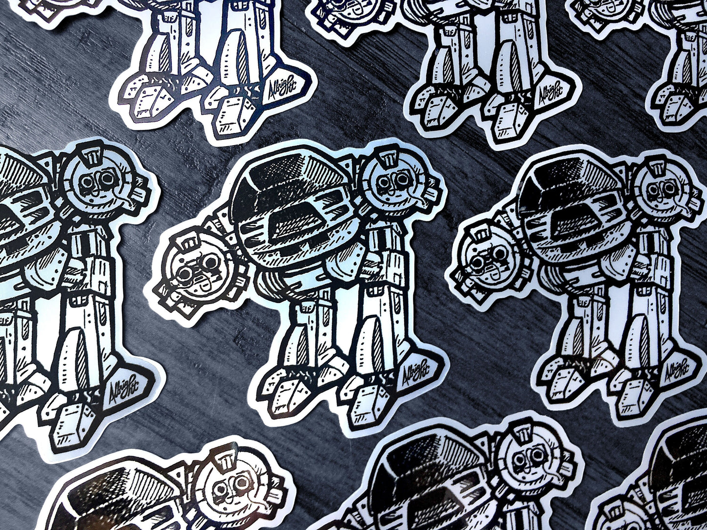 ED-209 Robocop Enforcement Droid - Metallic Chrome Sticker