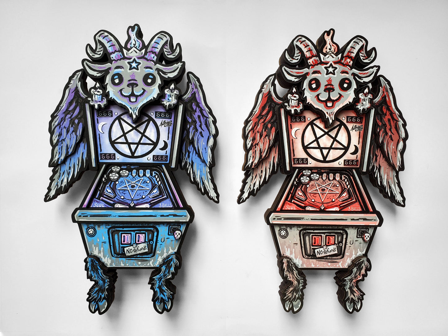 Cutest Damned Pinball - Baphomet Goat Devil Woodcut Wall Art
