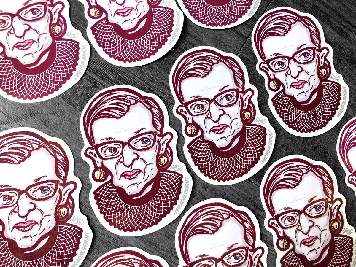Notorious RBG Ruth Bader Ginsburg Portrait Sticker - Weather Resistant Decal