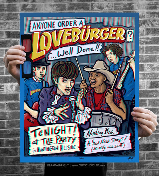 Anyone Order a Loveburger? Well Done! - Can't Hardly Wait Band - 3D Gig Poster with Glasses - Numbered Limited Edition