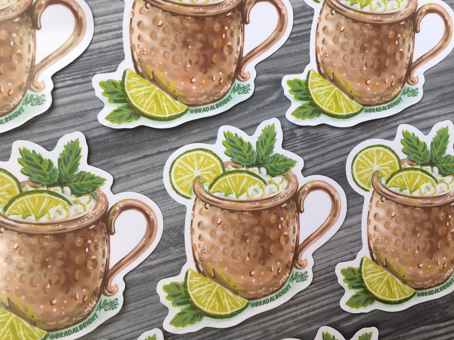 Moscow Mule Copper Mug Sticker - Hand Drawn Illustration - Water Resistant Decal