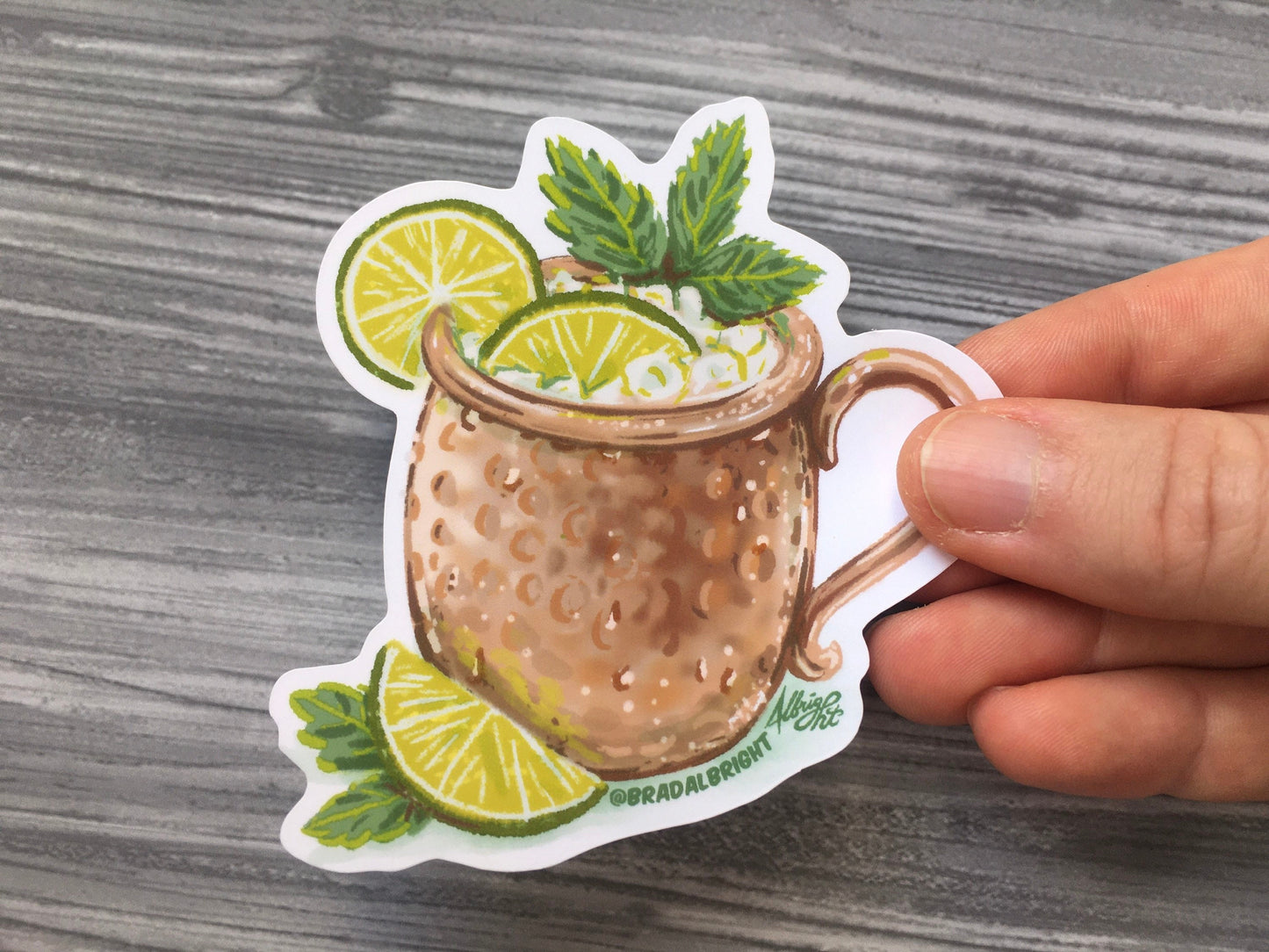 Moscow Mule Copper Mug Sticker - Hand Drawn Illustration - Water Resistant Decal