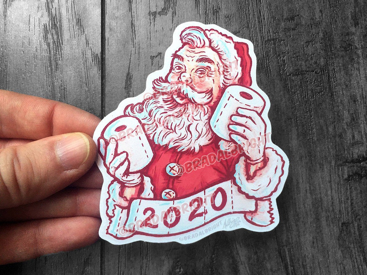 Toilet Paper Santa 2020 Sticker - Weatherproof Decal