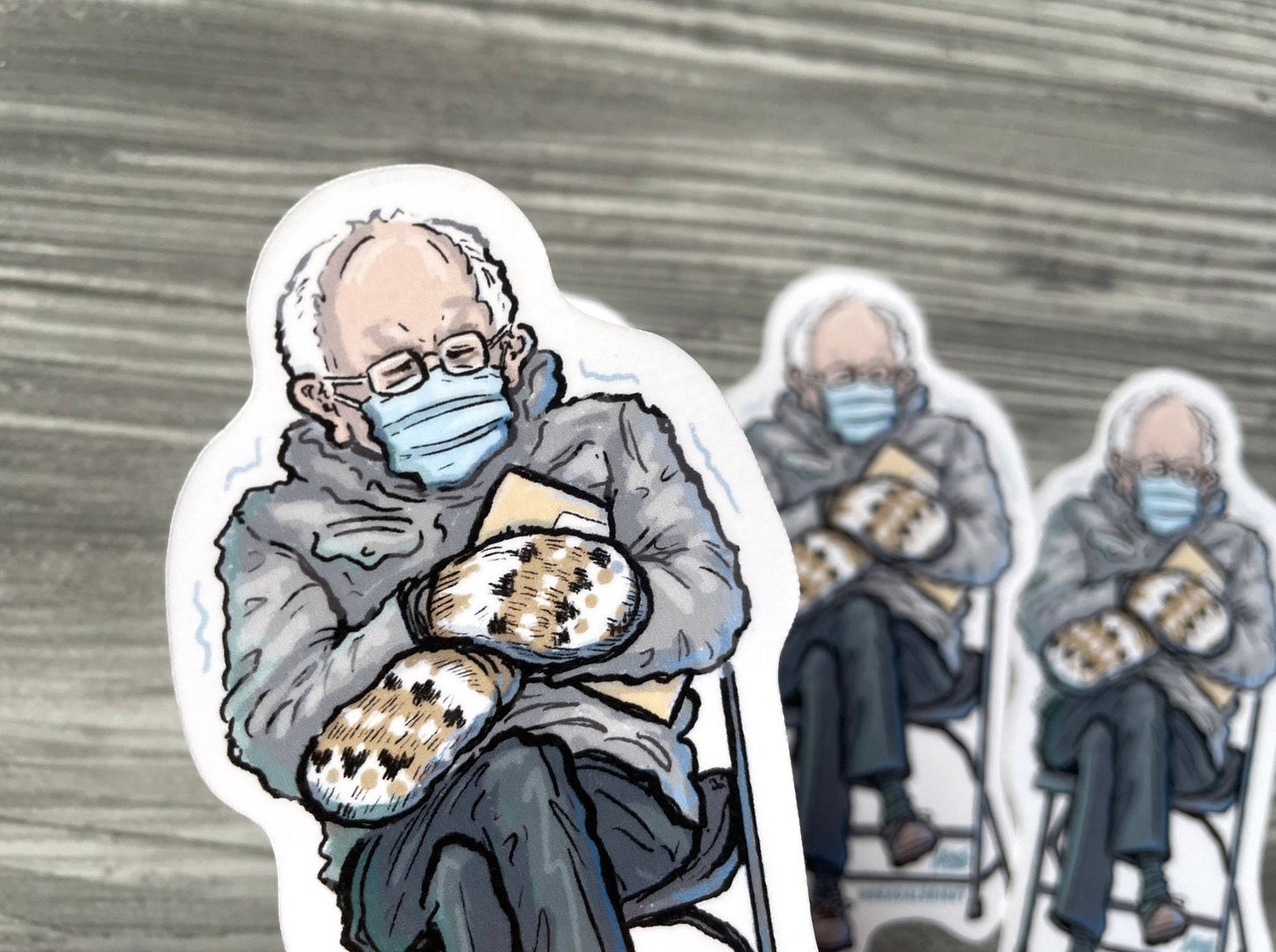 Bernie Sanders Sittin' With Mittens - Portrait Stickers & Magnet Decals