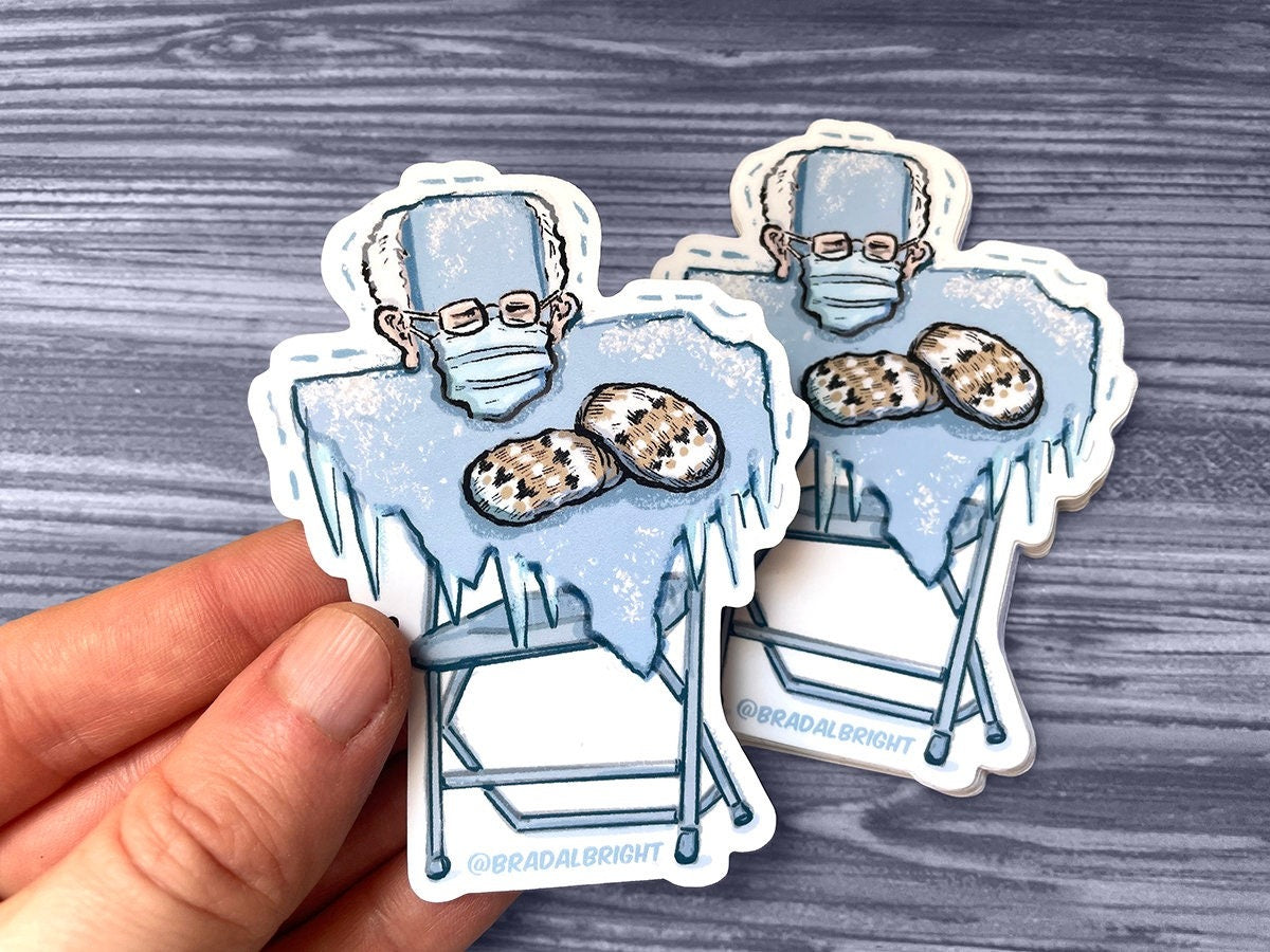 Frozen Texas with Bernie Mittens - Sticker Art & Food Bank Donation