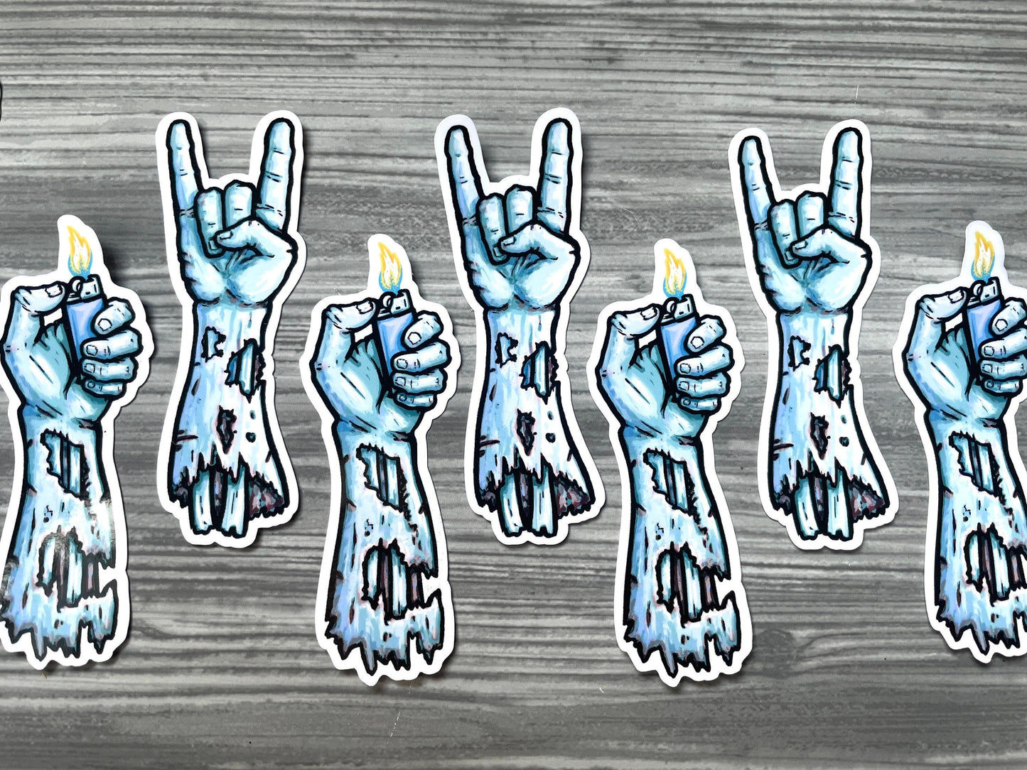 Zombie Rocker Hands - 2 Pack Sticker Decals - Heavy Metal Horror Art