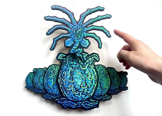 3D Alien Interactive Wall Wobbler - Dimensional Woodcut
