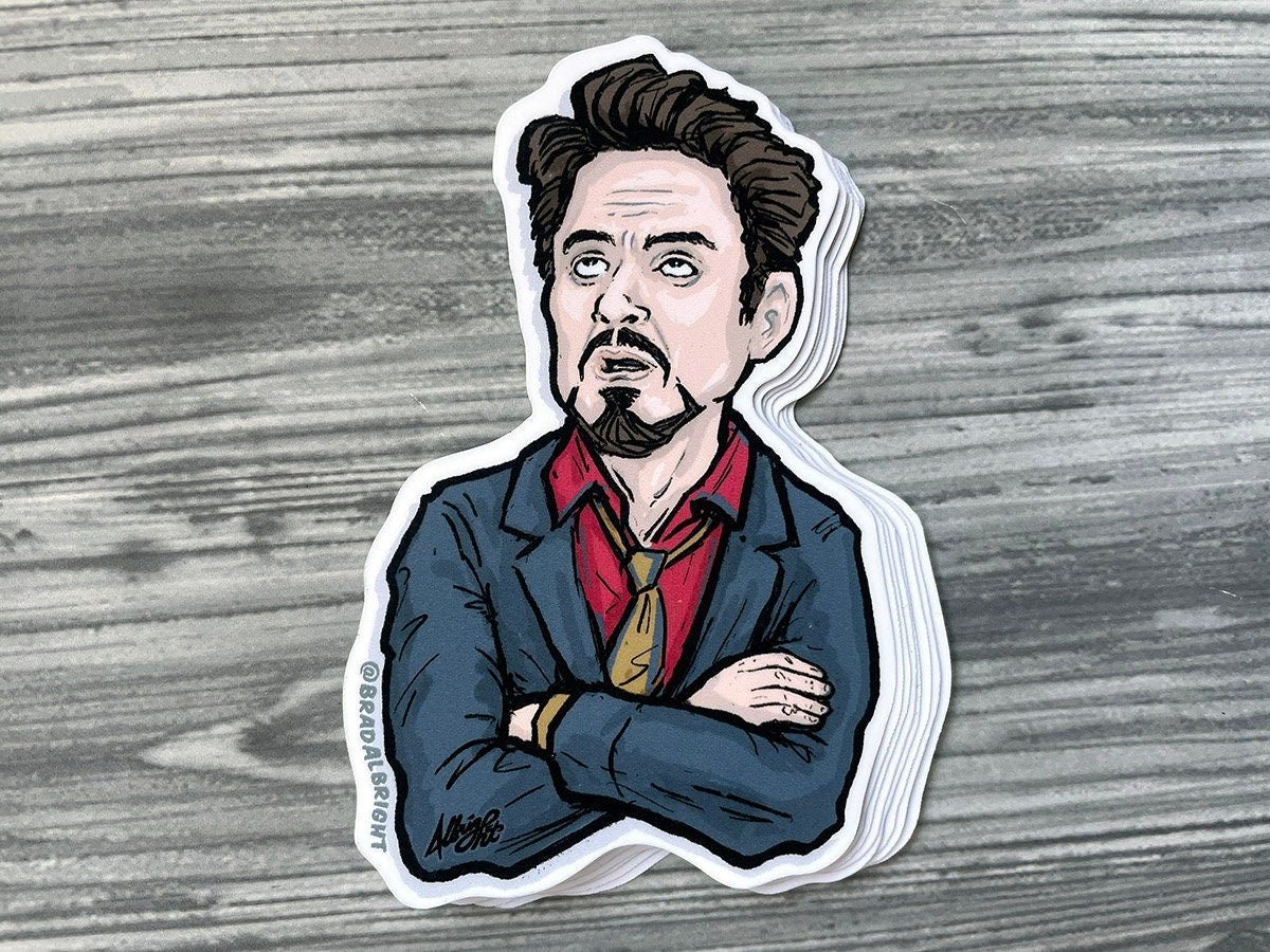Tony Stark Eye Roll - Stickers & Magnets - Robert Downey Jr RDJ Meme