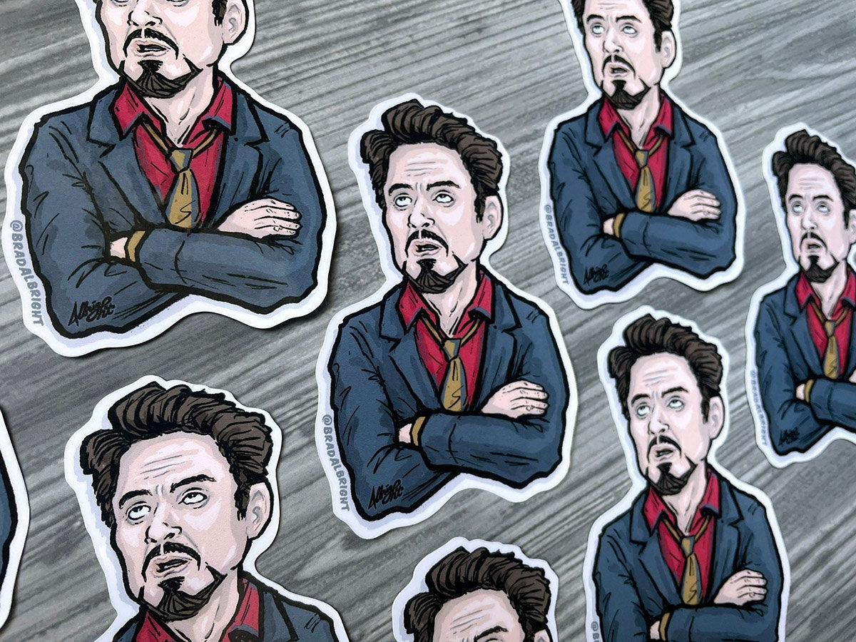 Tony Stark Eye Roll - Stickers & Magnets - Robert Downey Jr RDJ Meme